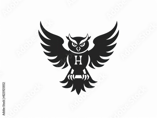owl black logo design, white background