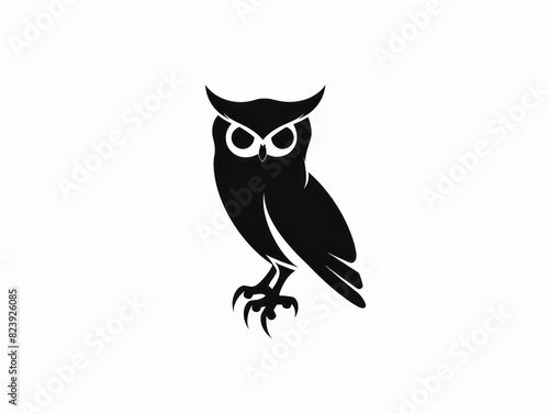 owl black logo design, white background