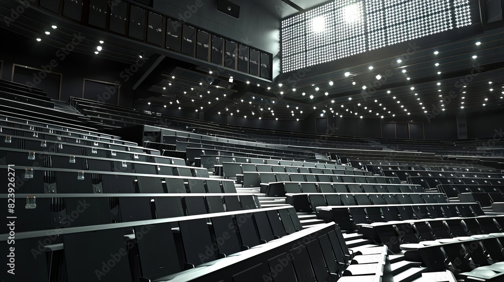 Obraz premium A theater with solar panels on the roof, reducing energy costs and promoting green entertainment