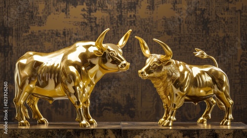 Golden Bull and Bear Statue Embodies Market Ups and Downs © BrilliantPixels