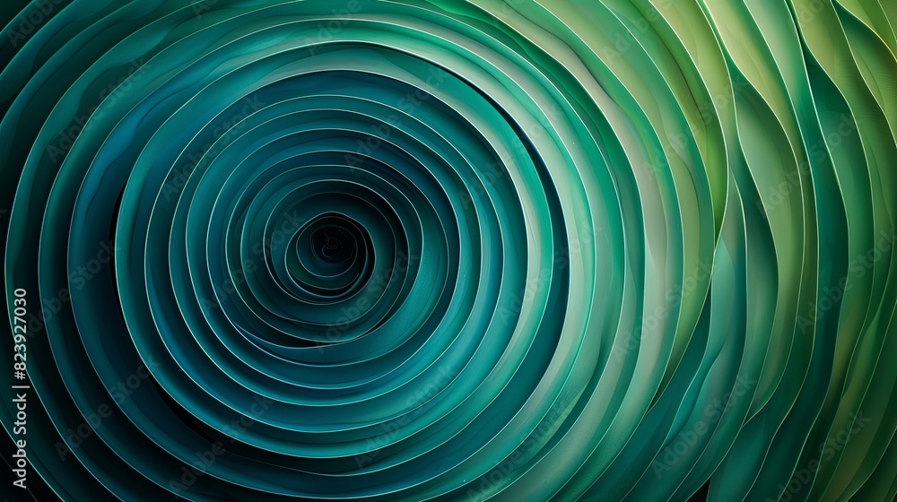 Fabric background featuring concentric circles in varying shades of green and blue, creating a hypnotic and calming effect Fabric background featuring concentric circles in varying shades of green and blue, creating a hypnotic and calming effect