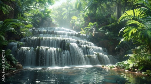 Background Tropical. Nestled within the lush rainforest foliage, hidden streams and waterfalls weave through the landscape, their gentle sounds adding serenity.