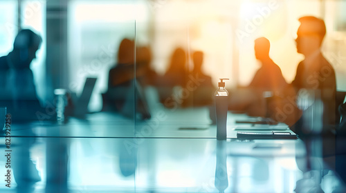 soft or blurred people at a board meeting. Corporate job. 