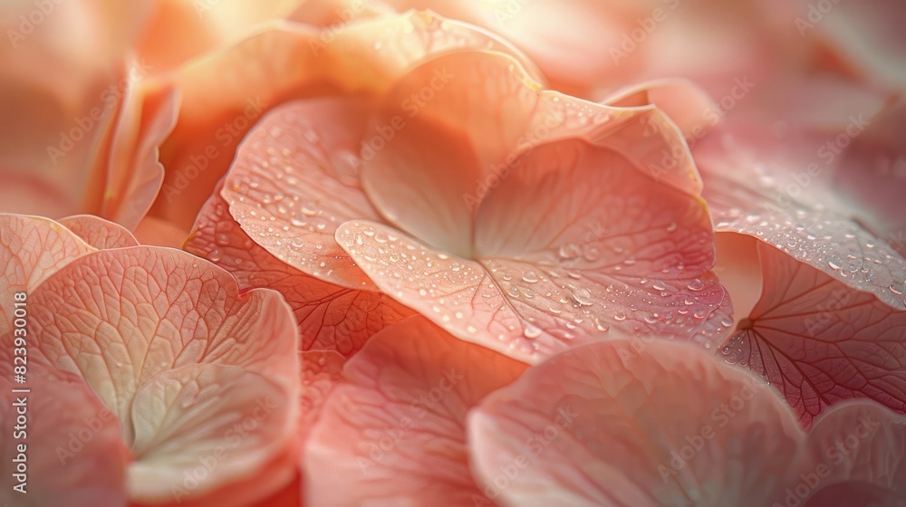 Detailed Macro Shot of Flower Petals and Leaves, Highlighting Intricate Textures and Blurred Background Detailed Macro Shot of Flower Petals and Leaves, Highlighting Intricate Textures and Blurred Background
