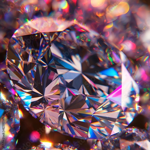 A close-up of a sparkling diamond surface, with light refracting through the facets to create a dazzling display of colors, symbolizing ultimate luxury.