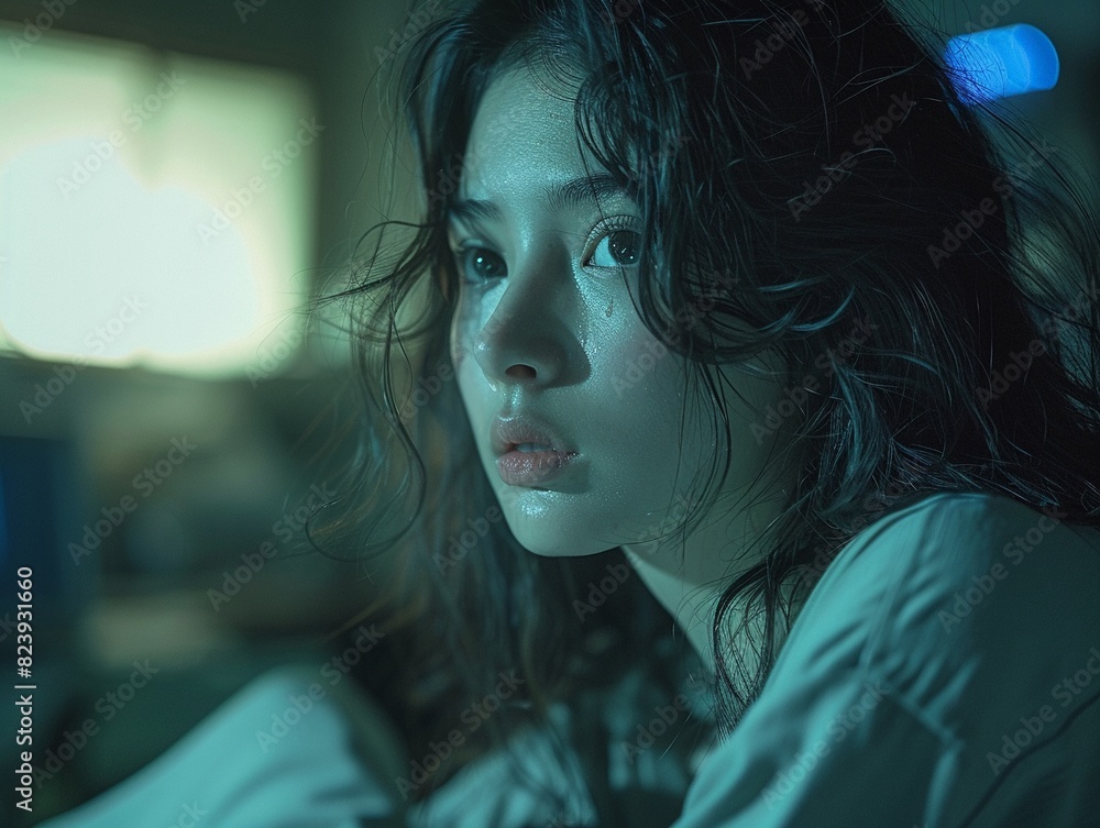 A beautiful, sad, lonely girl with long dark hair. A beautiful, sad, lonely girl with long dark hair.