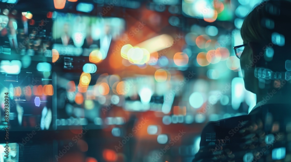The virtual audience that surrounds the digital news anchor is diverse and engaged reacting to the news in realtime. The virtual audience that surrounds the digital news anchor is diverse and engaged reacting to the news in realtime.