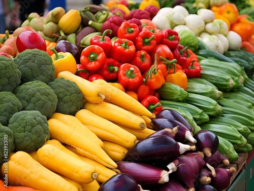 Shoppers browse fresh vegetables at a local farmers market