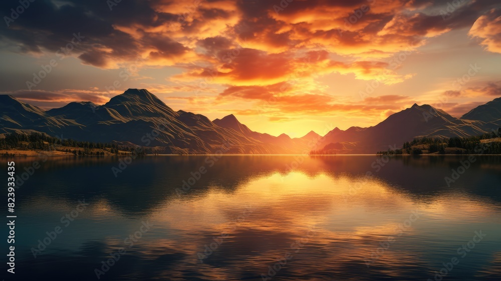 Fototapeta premium sunrise over the lake