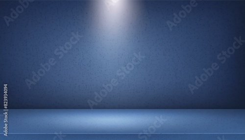 Empty Dark blue background and spotlight with studio for showing or design Blank backdrop
