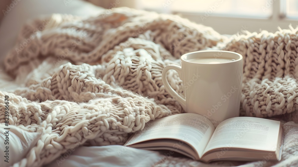 Cozy Night In Capture a mug of warm milk with a knitted Cozy Night In Capture a mug of warm milk with a knitted