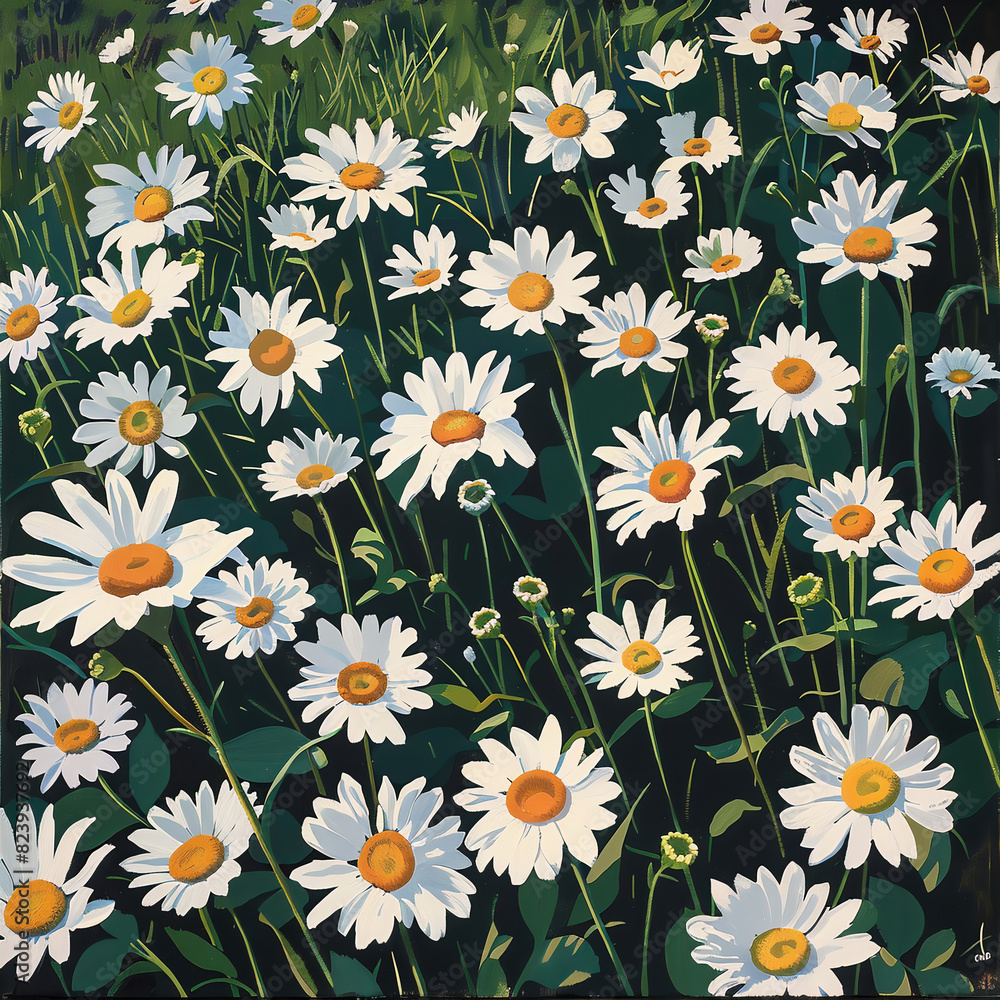 white daisies blooming in a field white daisies blooming in a field
