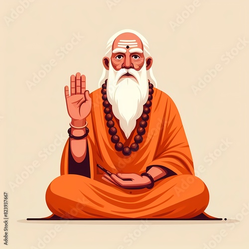 serene Guru Meditating in Traditional Pose