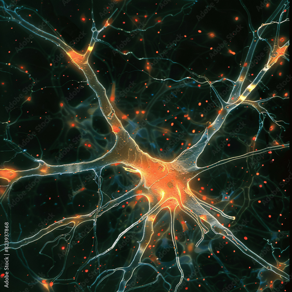 The structure of a neuron illustrates signal transmission in the brain, highlighting the intricate network of dendrites, axons, and synapses. Electrical impulses travel along the neuron's axon, The structure of a neuron illustrates signal transmission in the brain, highlighting the intricate network of dendrites, axons, and synapses. Electrical impulses travel along the neuron's axon,