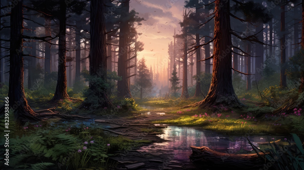 Obraz premium sunset in the forest