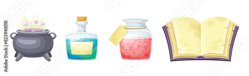Magical Object and Witchcraft Magician Equipment Vector Set