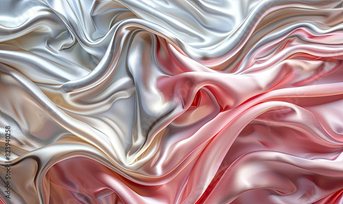 Elegant background with a blend of satin textures in silver and pale rose , Generate AI