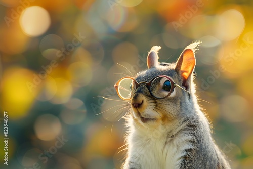 a squirrel wearing glasses with a cute face photo
