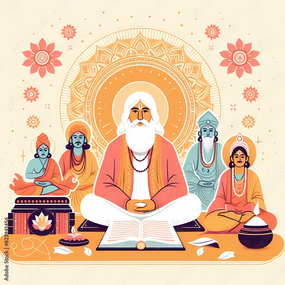 serene Guru Meditating in Traditional Pose serene Guru Meditating in Traditional Pose