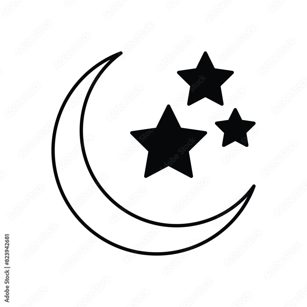 Crescent Moon With Stars vector icon Crescent Moon With Stars vector icon