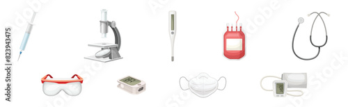 Medical Devices and Hospital Object for Diagnostic Vector Set