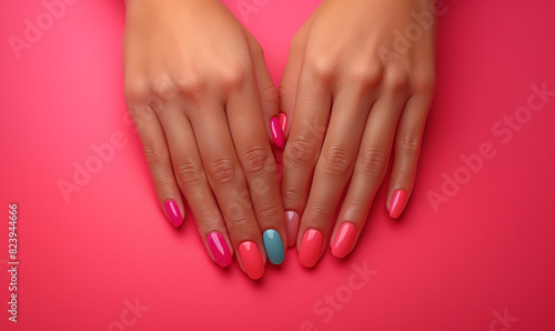 Elegant Pink Manicure Showcased on Hand.