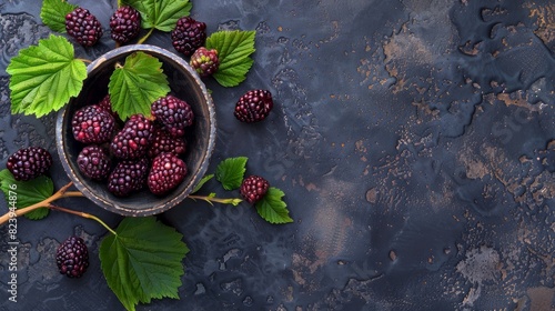 Fresh mulberries in a bowl, summer harvest.

 photo