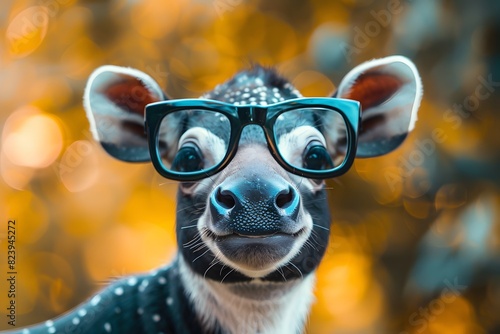 a tapir wearing glasses with a cute face photo