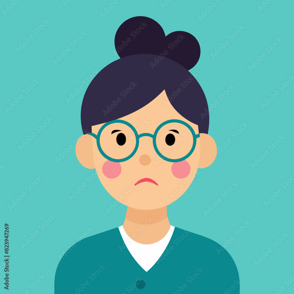 Thoughtful teacher with glasses vector illustration Thoughtful teacher with glasses vector illustration