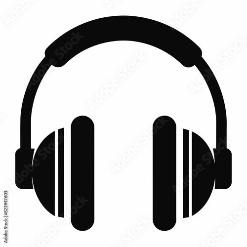 Headphone icon vector silhouette 