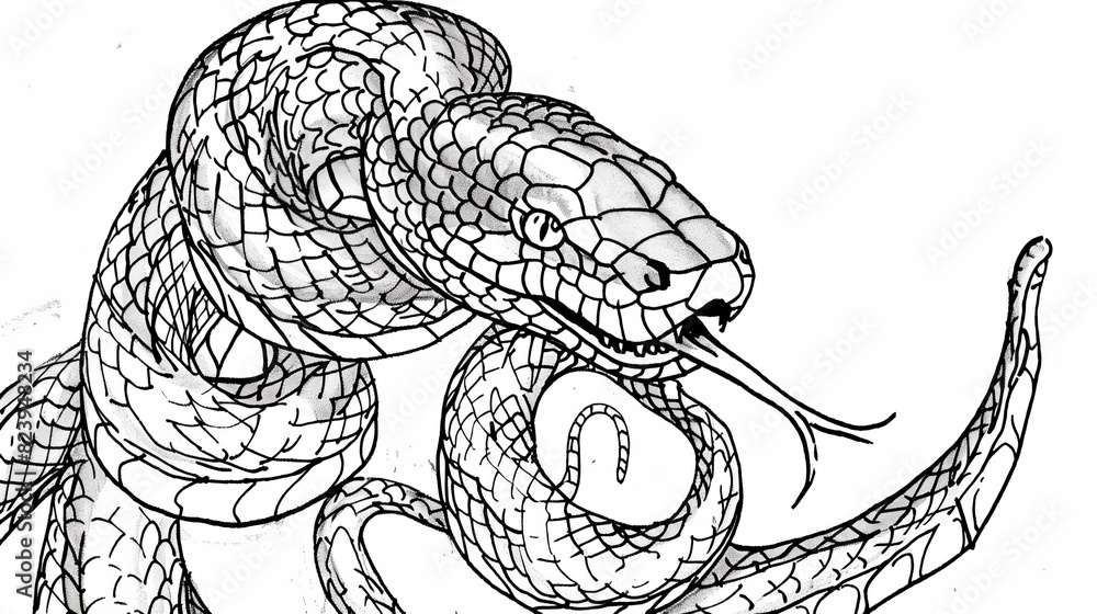 Elegant Simplicity: Full View of a Black and White Snake Tattoo Design Elegant Simplicity: Full View of a Black and White Snake Tattoo Design