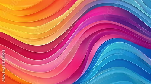   A detailed photo of a colorful wallpaper featuring wavy waves in shades of red  blue  yellow  orange  pink  and blue