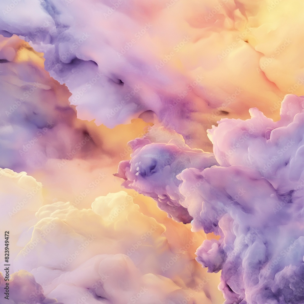 A dreamy abstract marble texture, where pastel clouds of pink, lavender, and soft yellow blend into each other, like a painted sky at dawn.