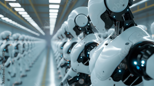 Revolucionando a produção com a comercialização de robôs hiper-realistas em uma fábrica moderna, aumentando a eficiência e a precisão.