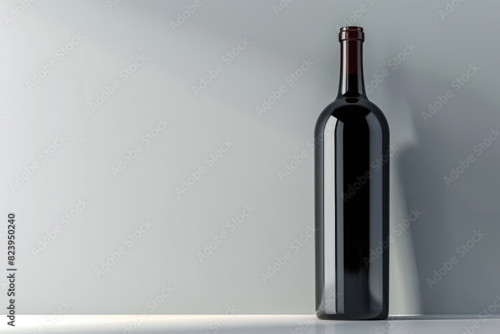 Bottle Of Wine Mock-up on Elegant Gray Background. 3D Illustration of Red Wine Bottle. Perfect for Celebration Bottle Of Wine Mock-up on Elegant Gray Background. 3D Illustration of Red Wine Bottle. Perfect for Celebration