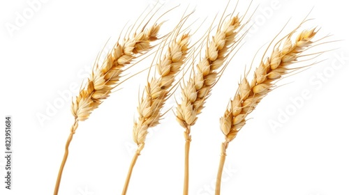 Wheat Plant. Three Wheat Spikelets in Isolated Yellow Gradient Background