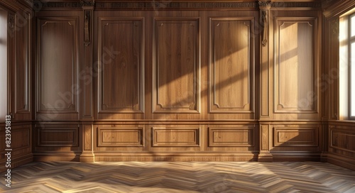 Wood Panel Wall - Classic Luxury Empty Room with Boiserie on the Wall photo
