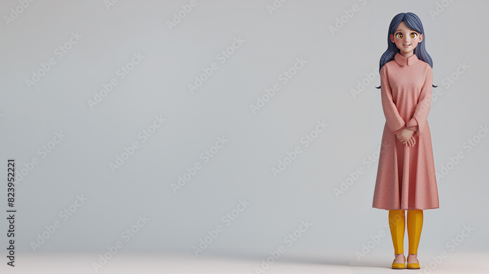3D Woman Wearing Casual Outfit with Empty Space for Ads 3D Woman Wearing Casual Outfit with Empty Space for Ads