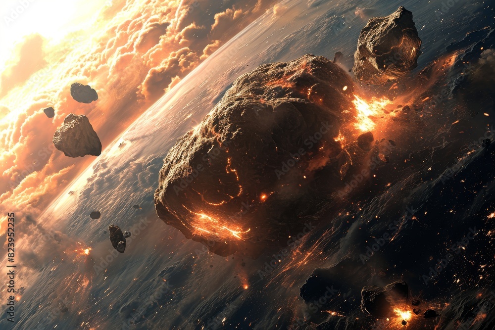 Asteroid due to hit the earth, Asteroid photo, AI generated Asteroid due to hit the earth, Asteroid photo, AI generated