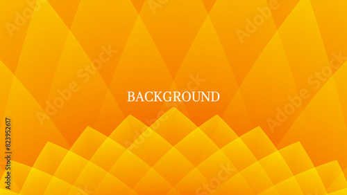 Orange abstract background with triangular and rhombic pattern, sunflower shape, romantic floral banner	