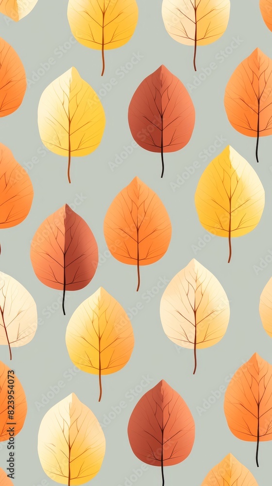 Colorful autumn leaves arranged in a pattern against a blue backdrop Colorful autumn leaves arranged in a pattern against a blue backdrop