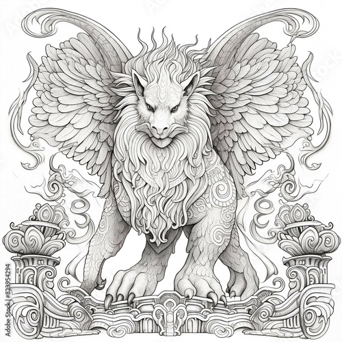 Chimera Coloring Pages for Adults  Intriguing Mythical Designs for Relaxation