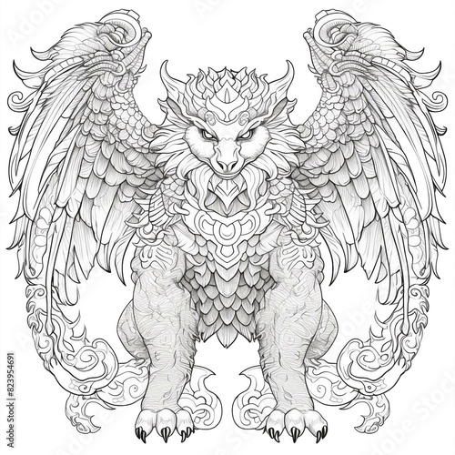 Chimera Coloring Pages for Adults  Intriguing Mythical Designs for Relaxation