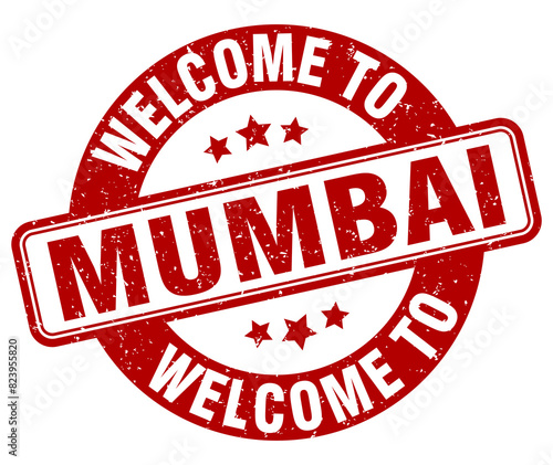 Welcome to Mumbai stamp. Mumbai round sign