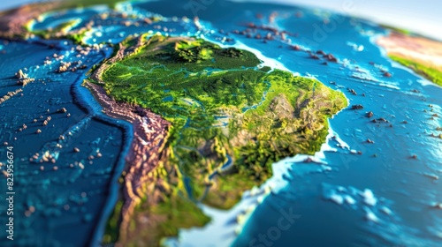 South America view from the space with mountains reliefs and blue oceans © XTSTUDIO