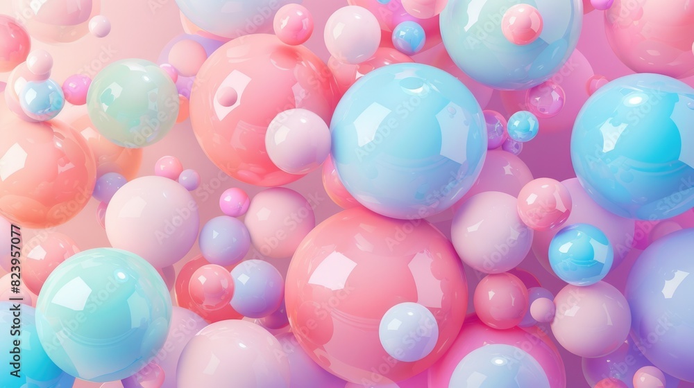 3D Spheres. Abstract Geometric Background Design with Pastel Colored Orbs 3D Spheres. Abstract Geometric Background Design with Pastel Colored Orbs