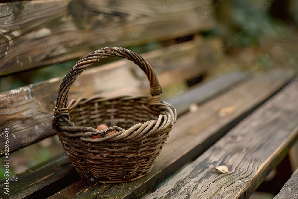 empty basket for bred on the bench, brown colors