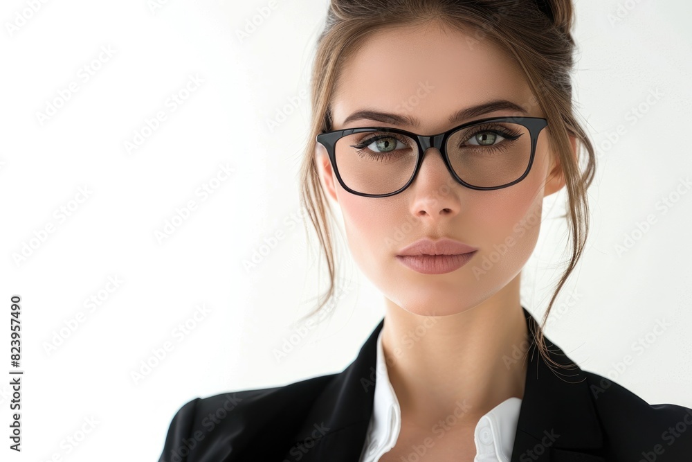 Businesswoman Isolated On White. Portrait of Pretty Female in Office Attire Businesswoman Isolated On White. Portrait of Pretty Female in Office Attire