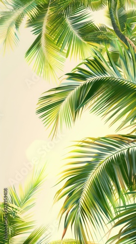 summer time palm trees  sunshine vibrant pastel colors  illustration