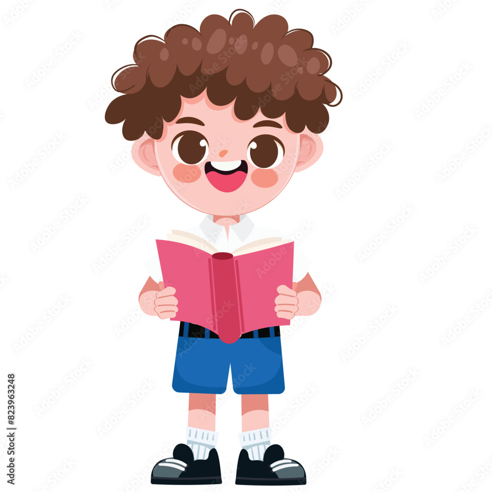 Cute Thai student boy in school uniform read a book Cute Thai student boy in school uniform read a book